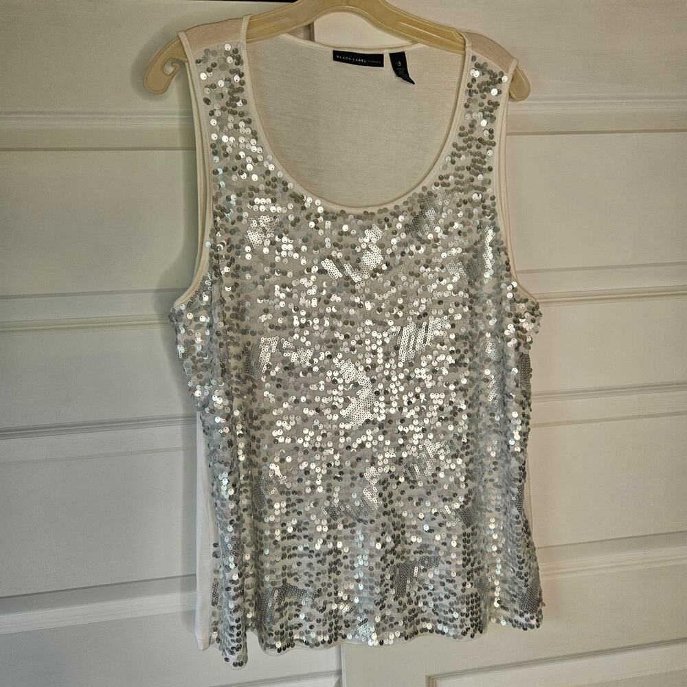 Chico's Black Label Shimmering Sequin Scoop Neck Tank - Size 3 / XL